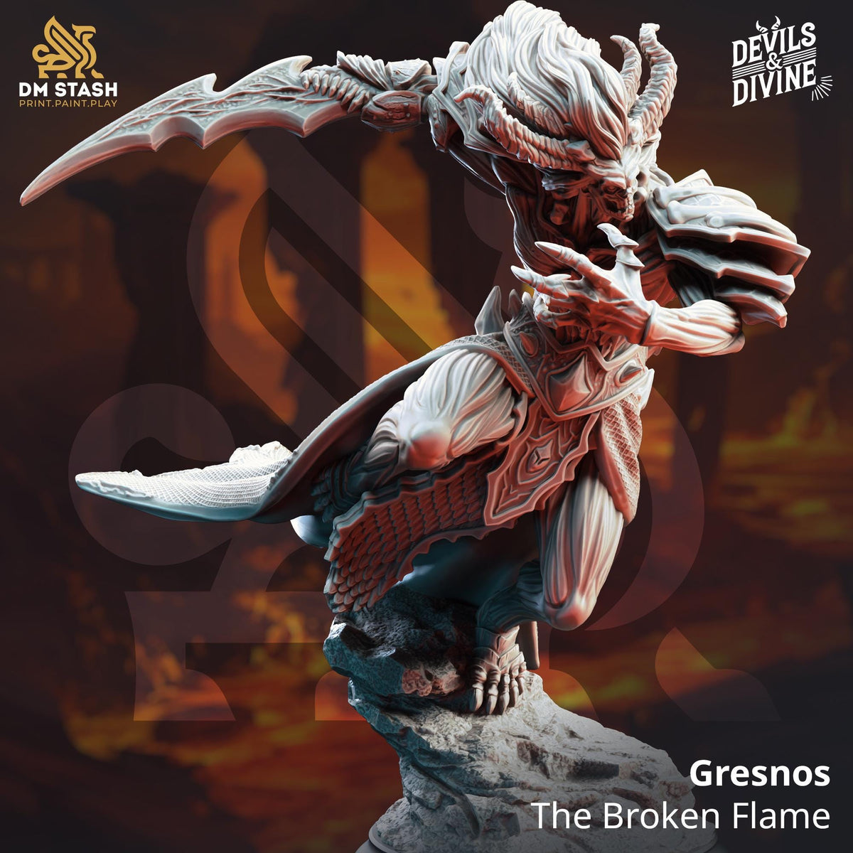 Fallen Corrupted Angel - Gresnos the Broken 32mm Resin Miniature D&D 3D Print DND Monster