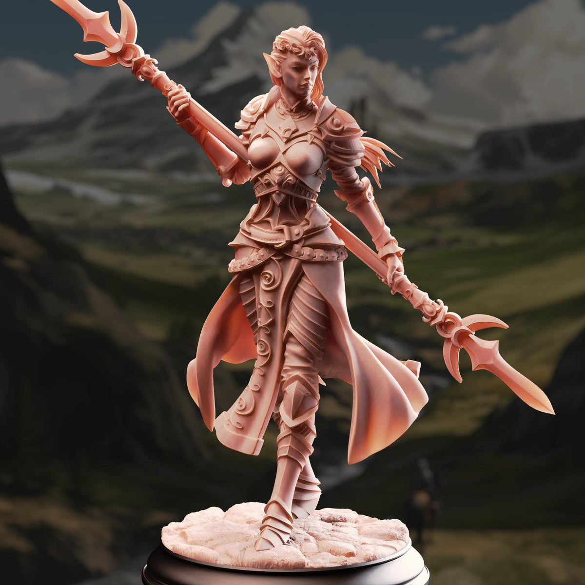 Drow Paladin of the Crescent Moon - Ninera Glynvari 32mm Resin Miniature D&D 3D Print DND Mage
