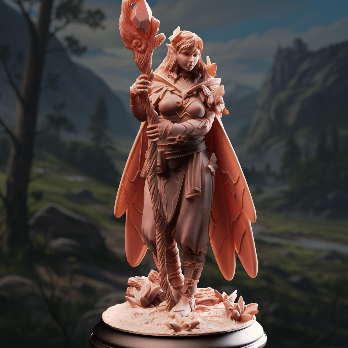Druid of the Canopy - Kahlia Birdsong 32mm Resin Miniature D&D 3D Print DND Mage
