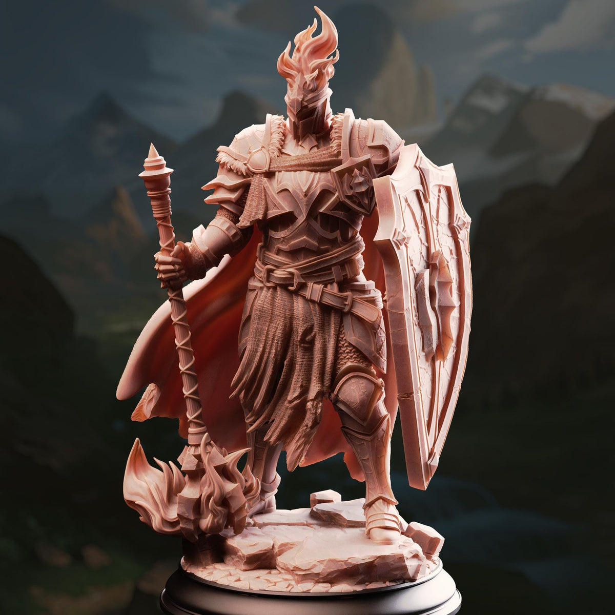 Paladin of Flame - Glancalion 32mm Resin Miniature D&D 3D Print DND Knight