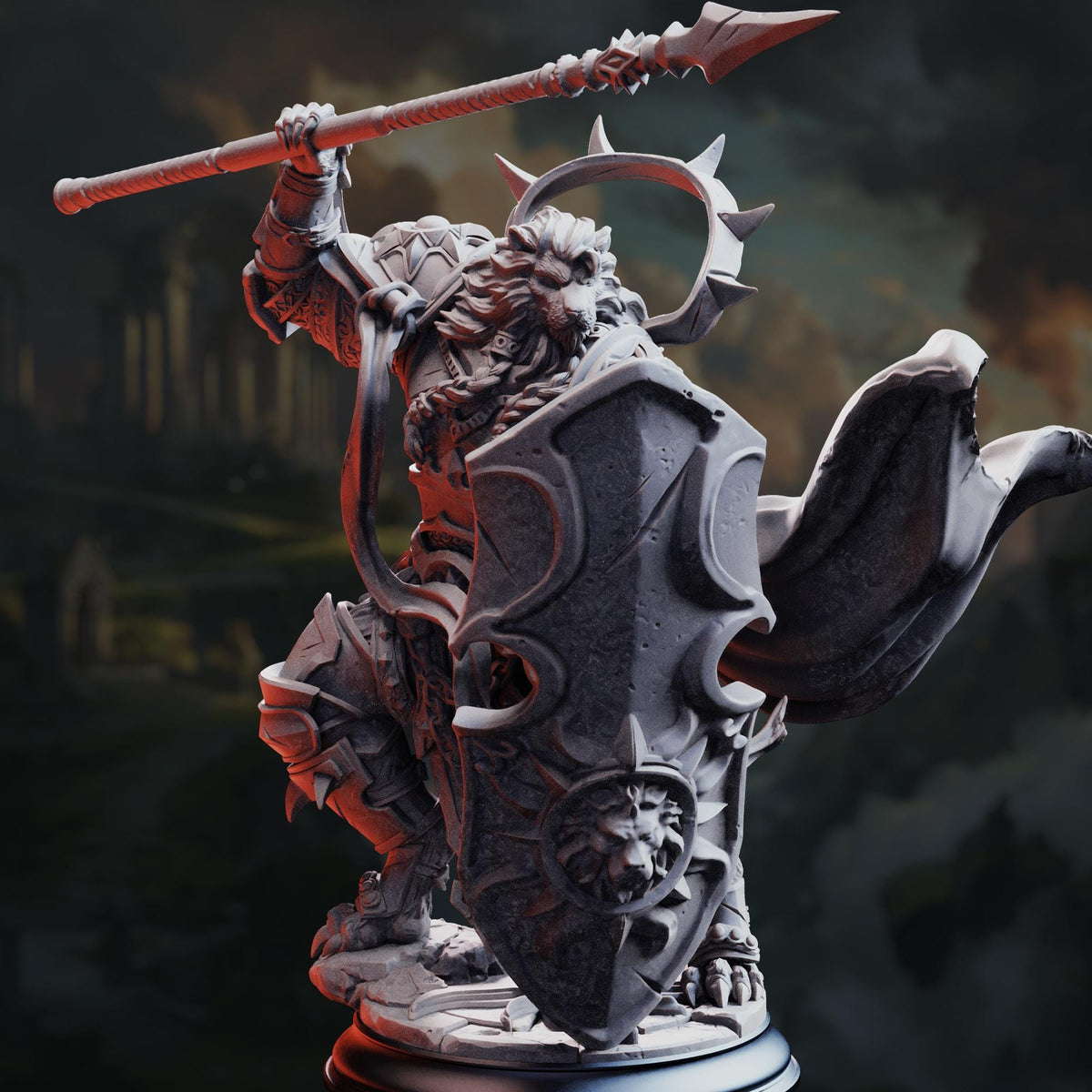 Leonin Sun Paladin - Kigari Solheart 32mm Resin Miniature D&D 3D Print DND Angel Demon