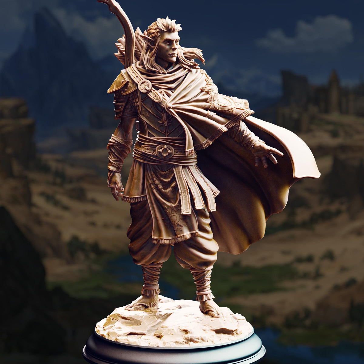 Sun Elf Tracker - Sactarin 32mm Resin Miniature D&D 3D Print DND Desert