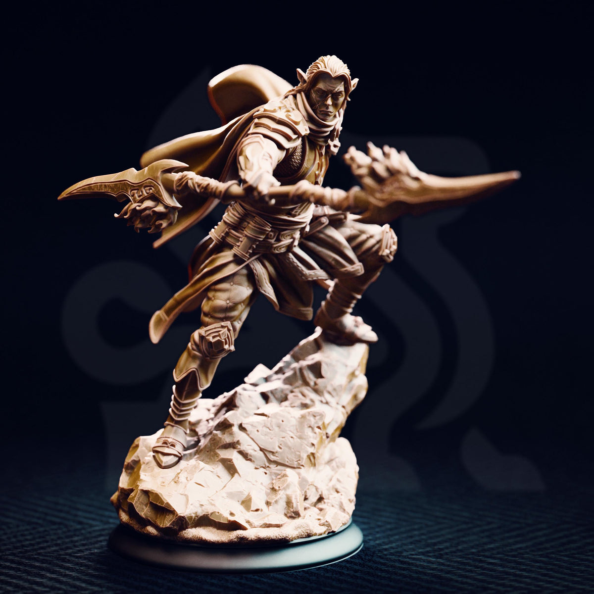 Sun Elf Elite Warrior - Reyvith the Valiant 32mm Resin Miniature D&D 3D Print DND Desert