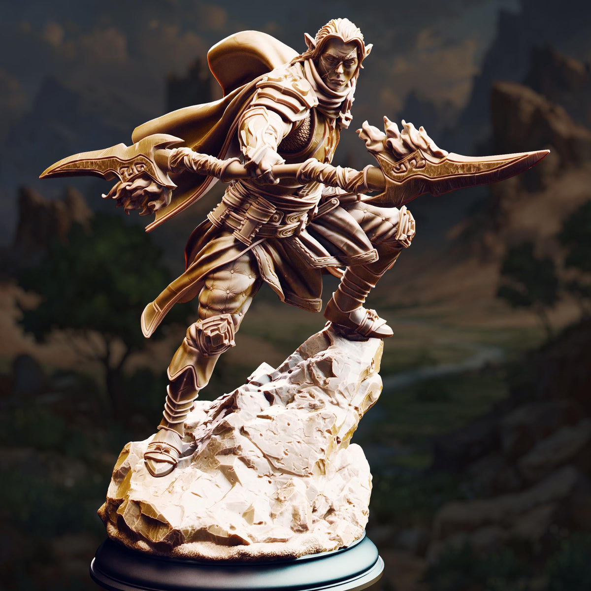 Sun Elf Elite Warrior - Reyvith the Valiant 32mm Resin Miniature D&D 3D Print DND Desert