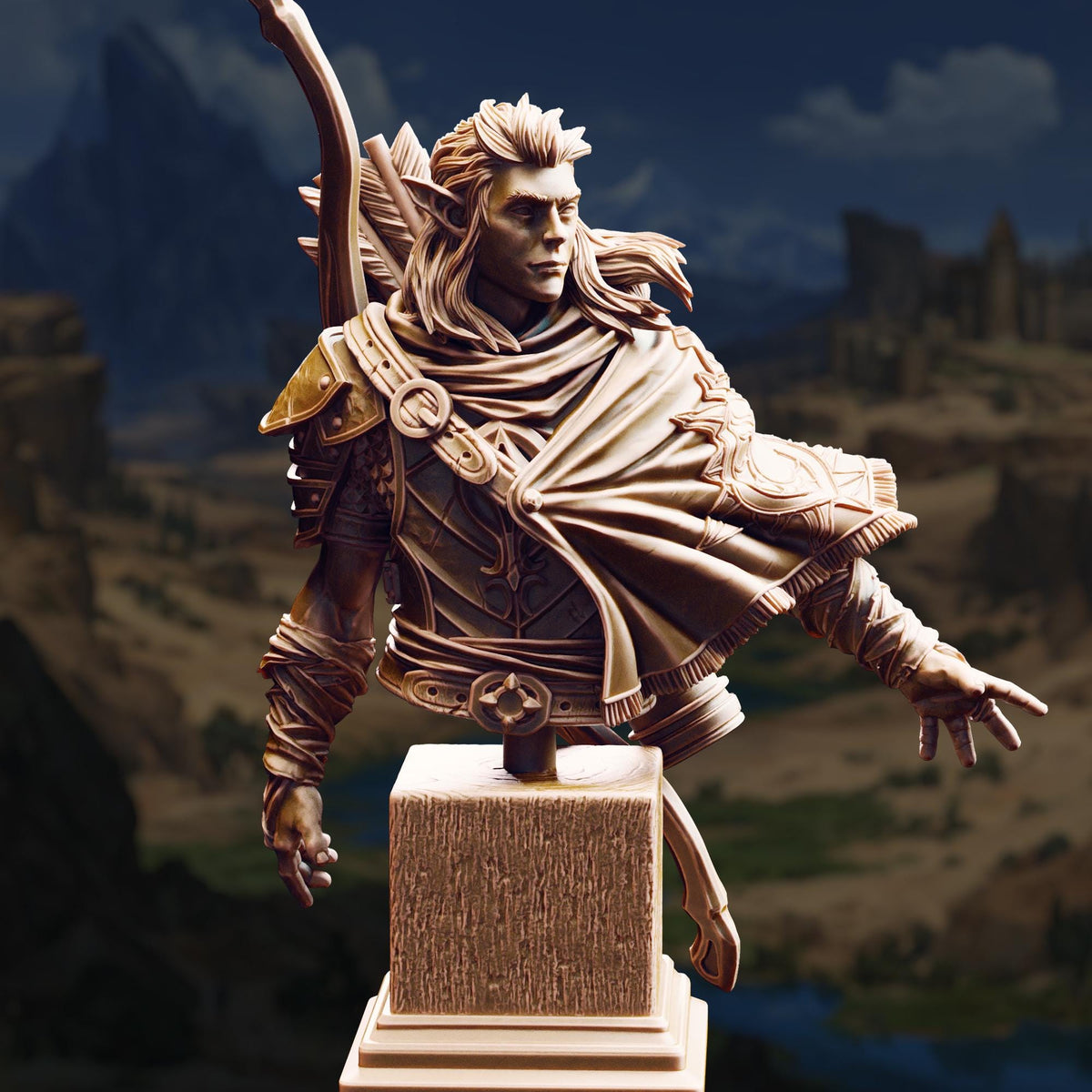 BUST Sun Elf Tracker - Sactarin 32mm Resin Miniature D&D 3D Print DND Desert