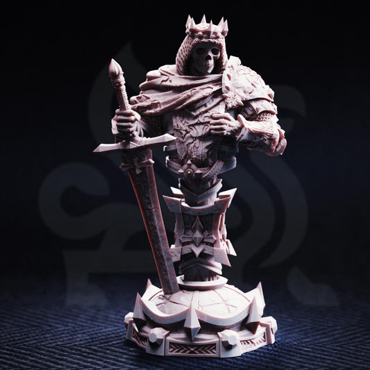 BUST Skeleton King - Ridan the Everlasting 32mm Resin Miniature D&D 3D Print DND Knight
