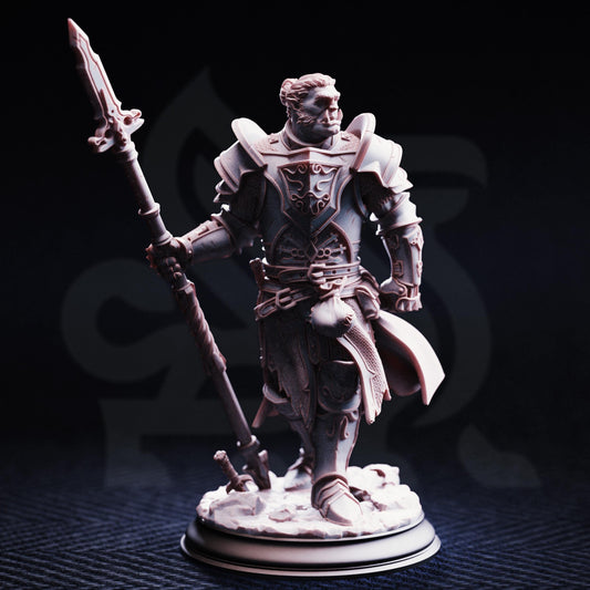 Orc Paladin - Krunthar 32mm Resin Miniature D&D 3D Print DND Knight