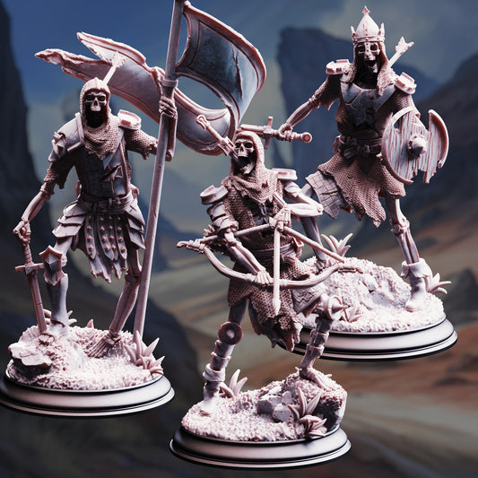 Skeleton Crusaders - The Fallen and Damned 32mm Resin Miniature D&D 3D Print DND Knight