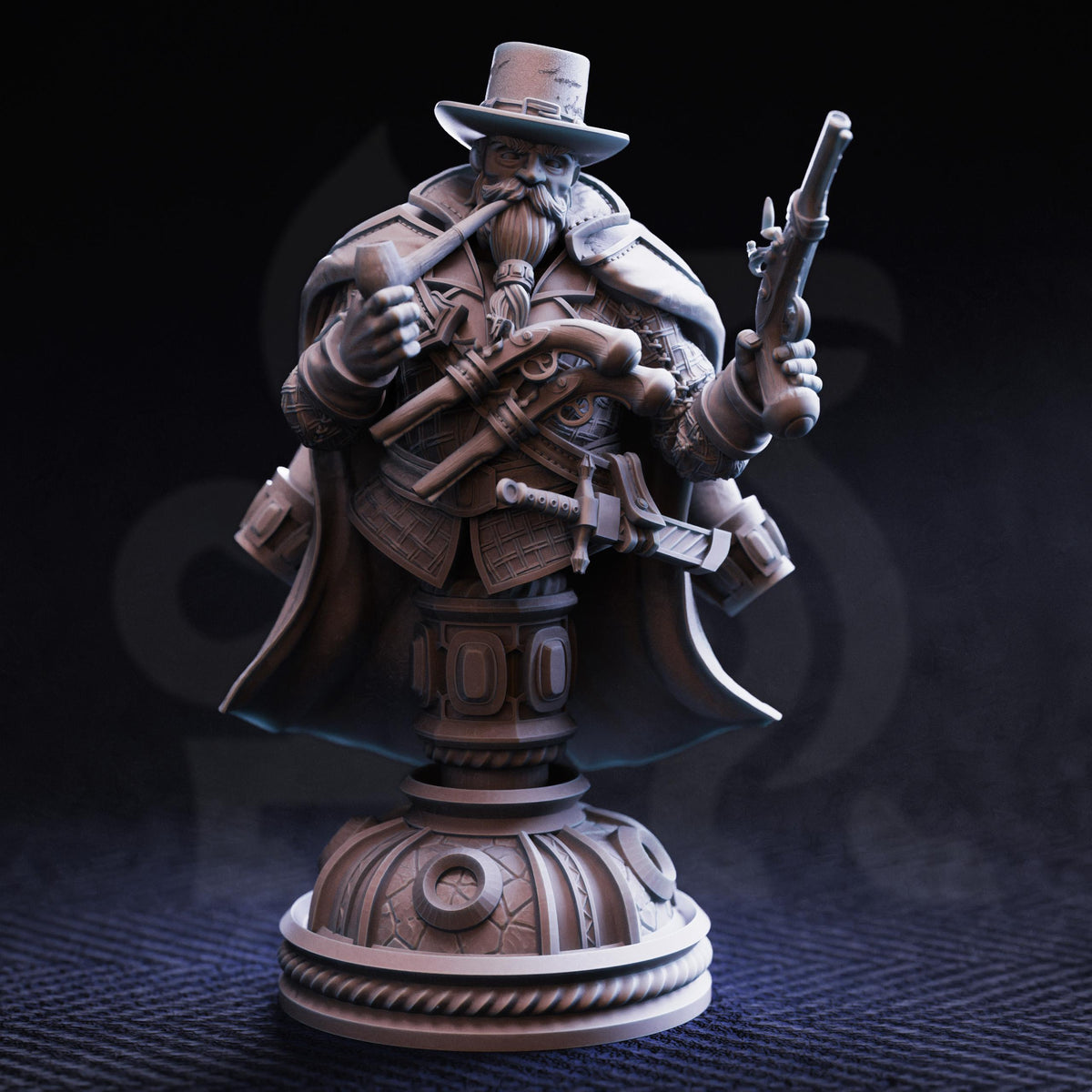 BUST Dwarven Gunslinger - Torgrik Tall Hat 32mm Resin Miniature D&D 3D Print DND Victorian