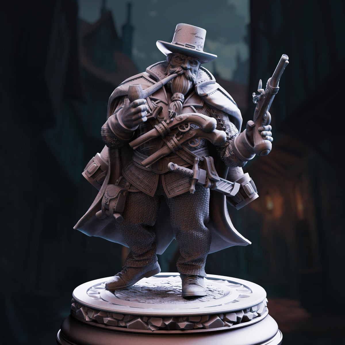 Dwarven Gunslinger - Torgrik Tall Hat 32mm Resin Miniature D&D 3D Print DND Victorian