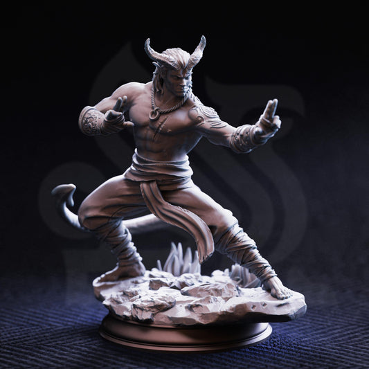 Tiefling Monk - Verek "Heartless" of The Spit 32mm Resin Miniature D&D 3D Print DND Victorian