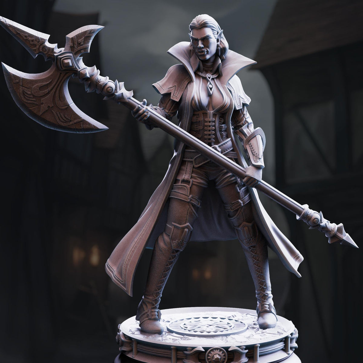 Half-Orc Warlock - Vika "Doll Lips" 32mm Resin Miniature D&D 3D Print DND Victorian