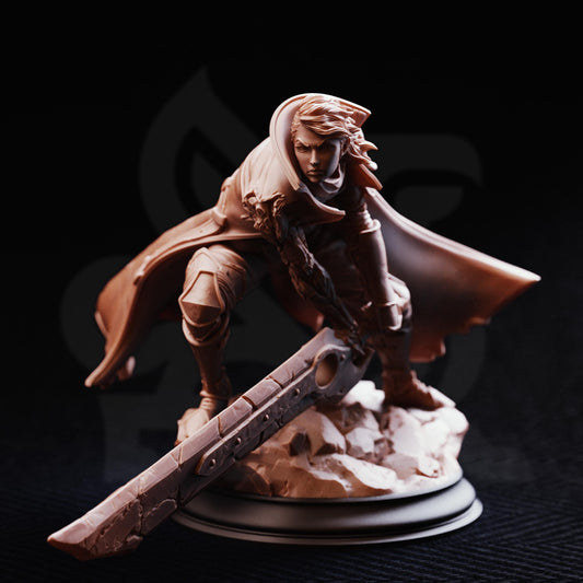 Fire Genasi Fighter - Firenzia 32mm Resin Miniature D&D 3D Print DND