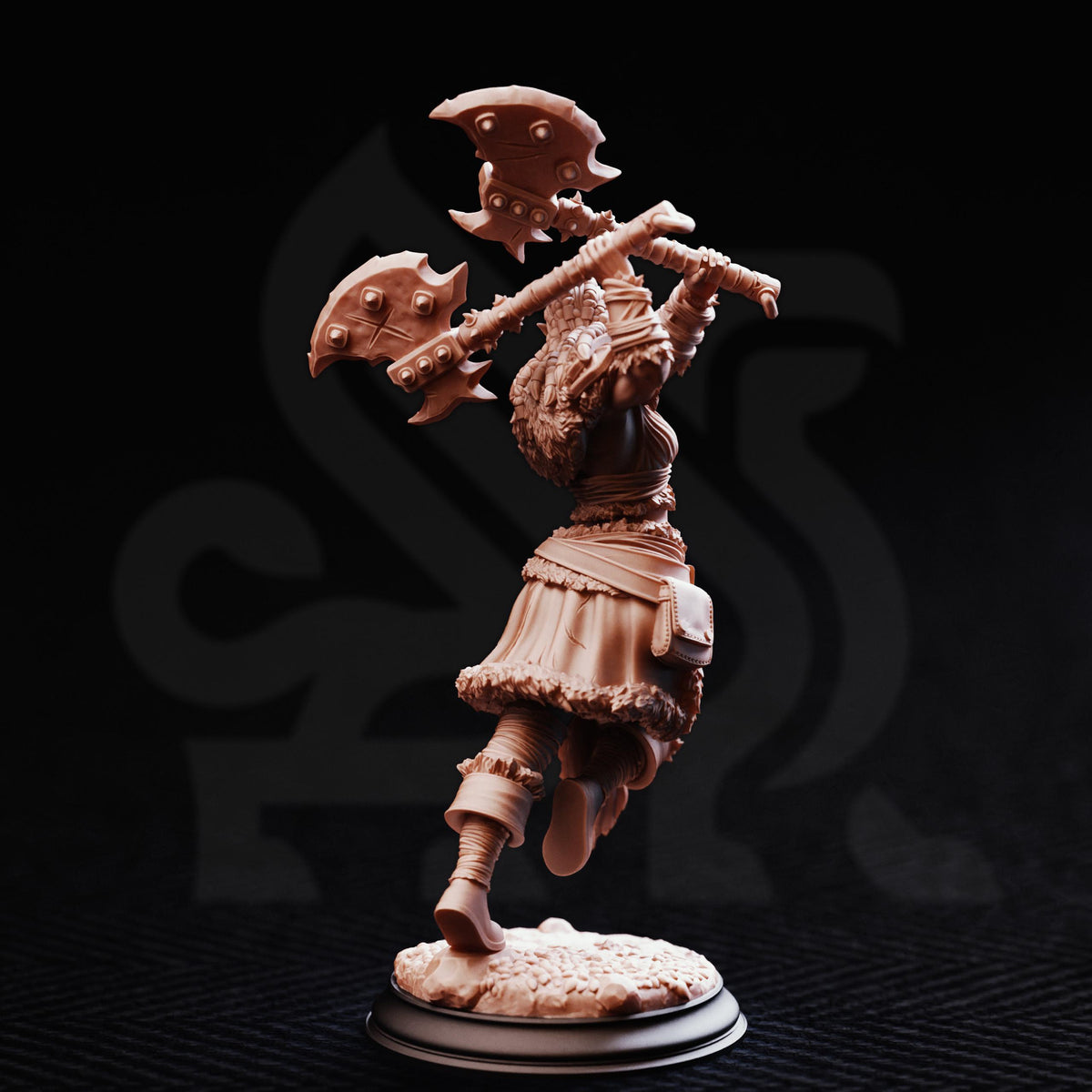 Half-Orc Barbarian - Tekrana of the Bloodfangs 32mm Resin Miniature D&D 3D Print DND