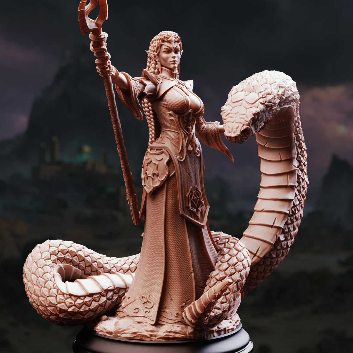 Sun Elf Snake Sorceress - Zarya 32mm Resin Miniature D&D 3D Print DND