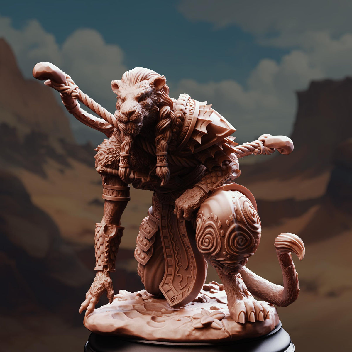 Lionfolk Tracker - Bri'zani 32mm Resin Miniature D&D 3D Print DND