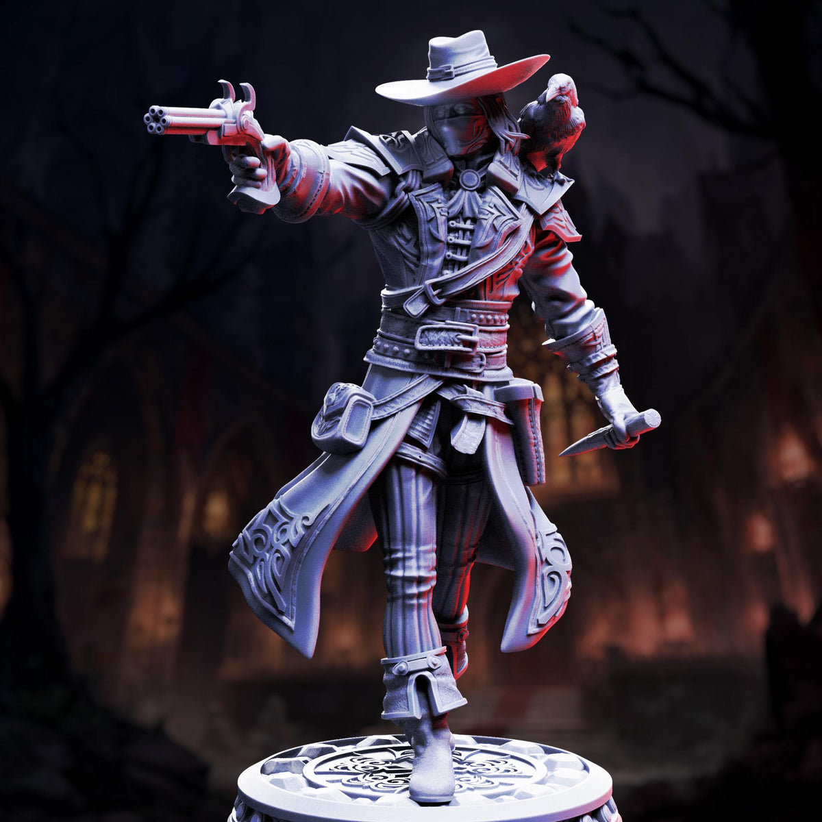 Vampire Hunter Gunslinger - Arkham Ravenswood 32mm Resin Miniature D&D 3D Print DND Vampire