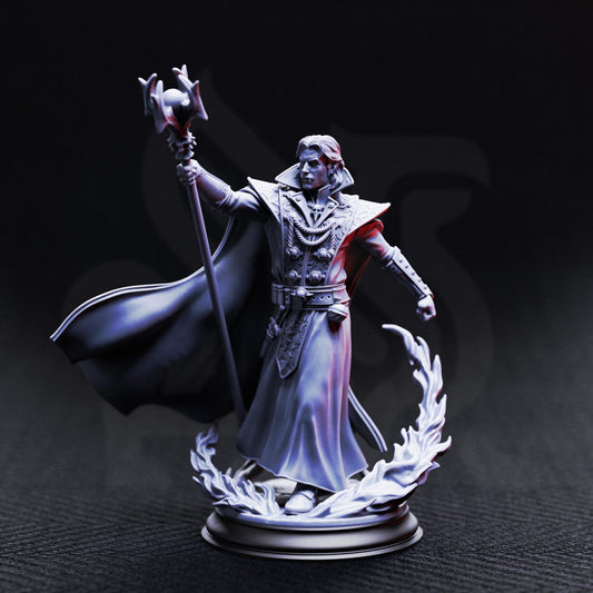 Vampire Blood Mage - Renard the Black Hearted 32mm Resin Miniature D&D 3D Print DND Vampire