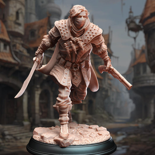 Bandit Boss - Derrick the Fin 32mm Resin Miniature D&D 3D Print DND Fantasy