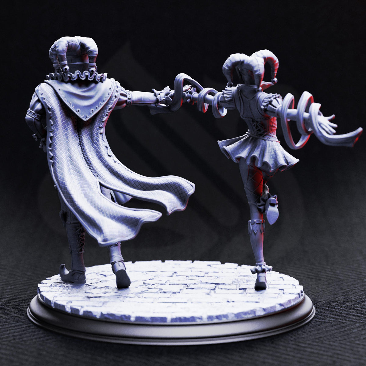 Vampire Jester Lovers - Sanguine and Melancholy 32mm Resin Miniature D&D 3D Print DND Vampire