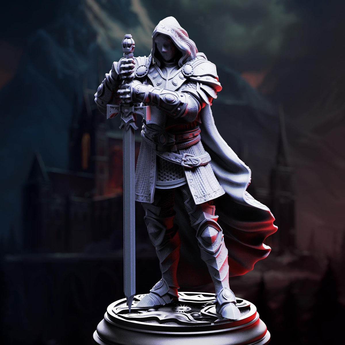 Faceless Knight - Visage 32mm Resin Miniature D&D 3D Print DND Vampire