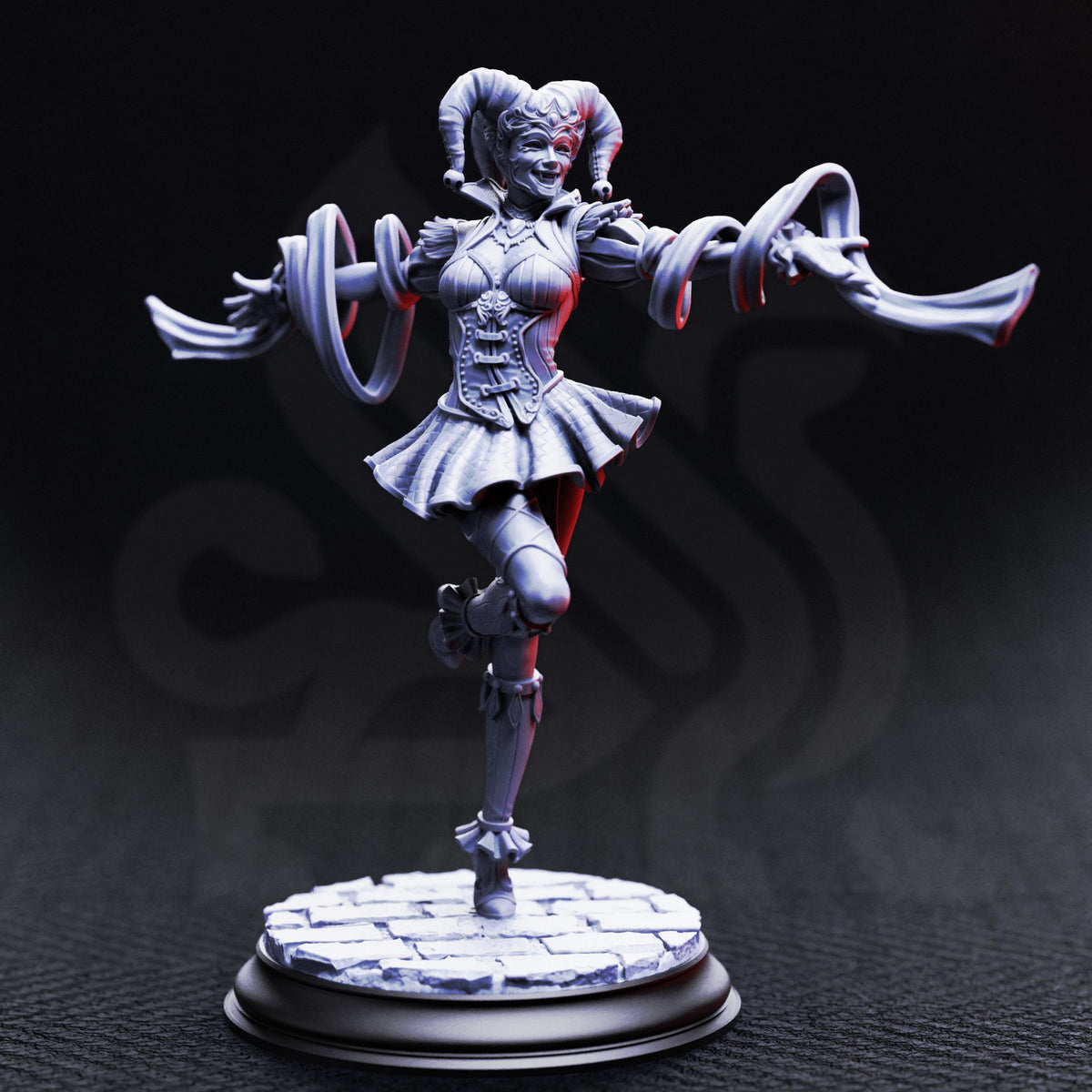 Gleeful Vampire Jester - Sanguine 32mm Resin Miniature D&D 3D Print DND Vampire