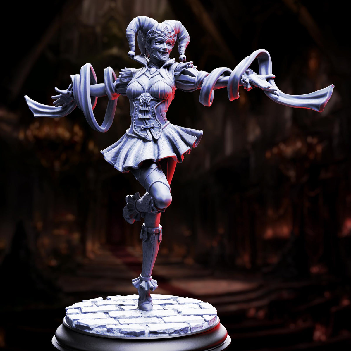 Gleeful Vampire Jester - Sanguine 32mm Resin Miniature D&D 3D Print DND Vampire