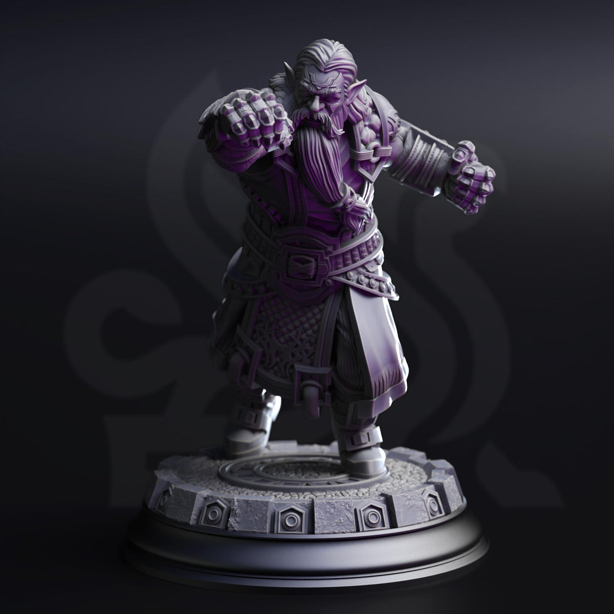 Dark Dwarf Pugilist - Gruthdin 32mm Resin Miniature D&D 3D Print DND Moon
