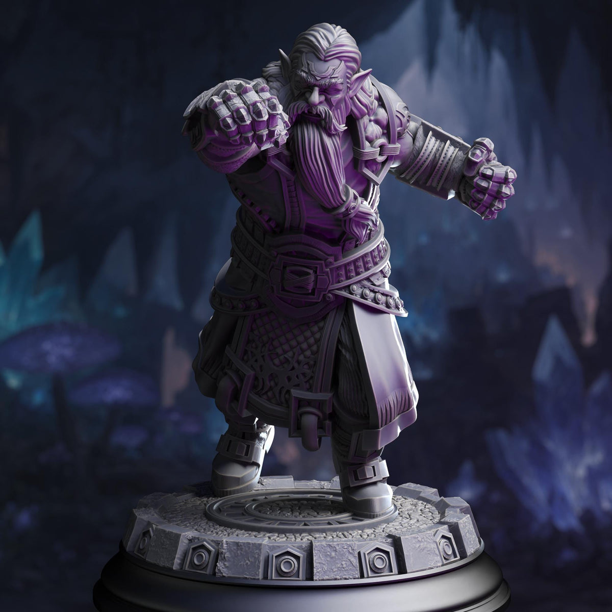 Dark Dwarf Pugilist - Gruthdin 32mm Resin Miniature D&D 3D Print DND Moon
