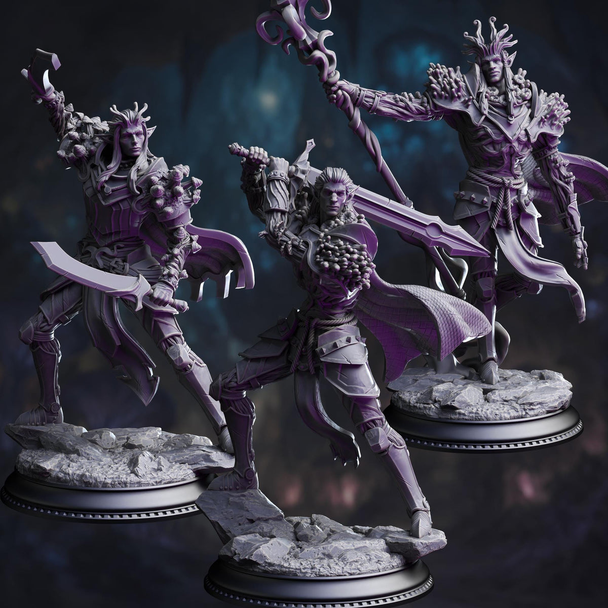 Myconid Drow Servants - The Blessed of Vaezirak 32mm Resin Miniature D&D 3D Print DND Moon