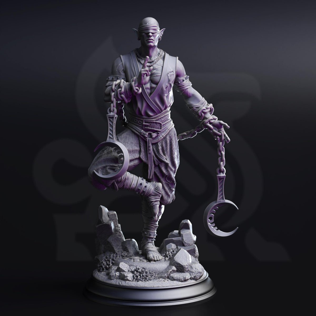 Drow Lunar Monk - Uxas the Reborn 32mm Resin Miniature D&D 3D Print DND Moon