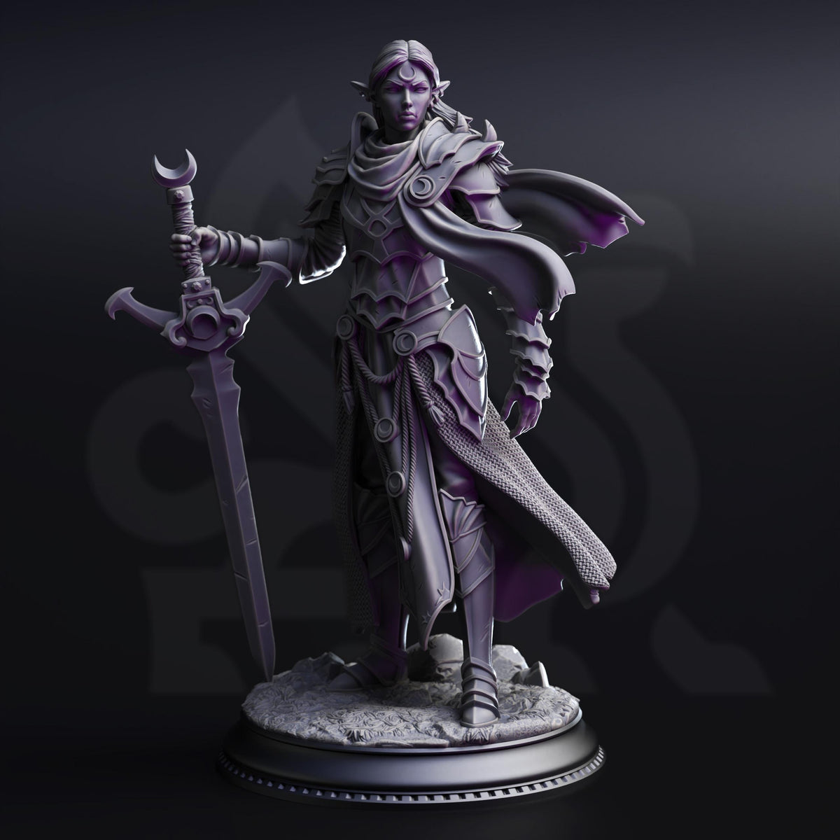 Drow Paladin of the Moon - Ilnia Vasrith 32mm Resin Miniature D&D 3D Print DND Moon