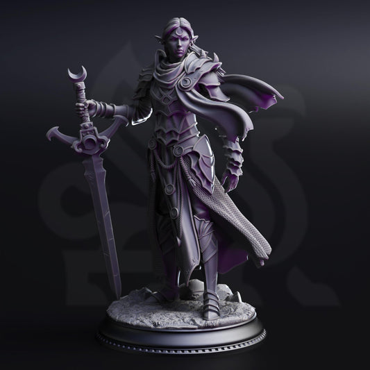 Drow Paladin of the Moon - Ilnia Vasrith 32mm Resin Miniature D&D 3D Print DND Moon