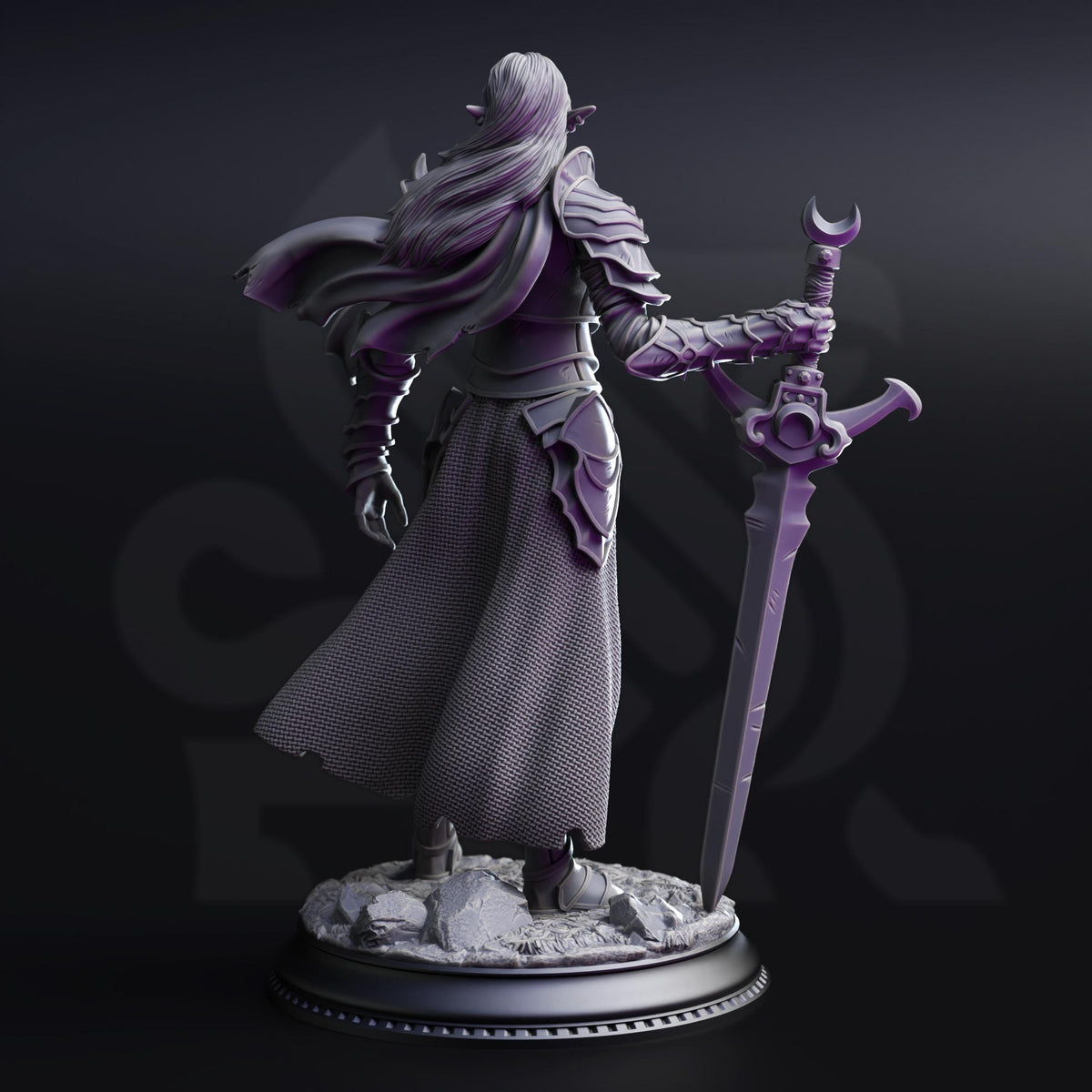Drow Paladin of the Moon - Ilnia Vasrith 32mm Resin Miniature D&D 3D Print DND Moon
