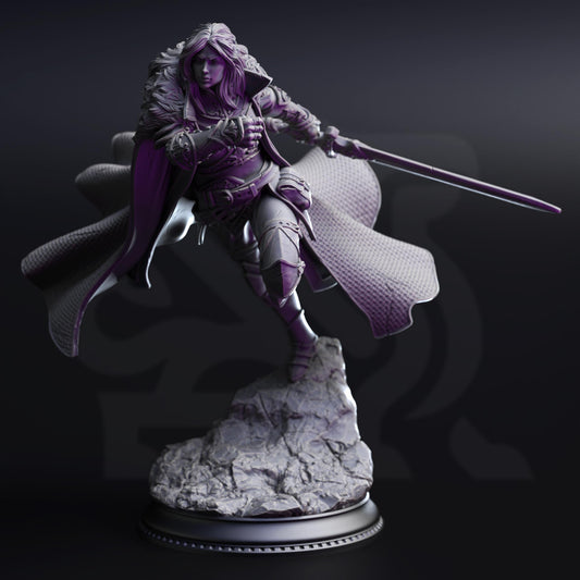 Female Human Fighter - Morgana Lynch 32mm Resin Miniature D&D 3D Print DND Moon