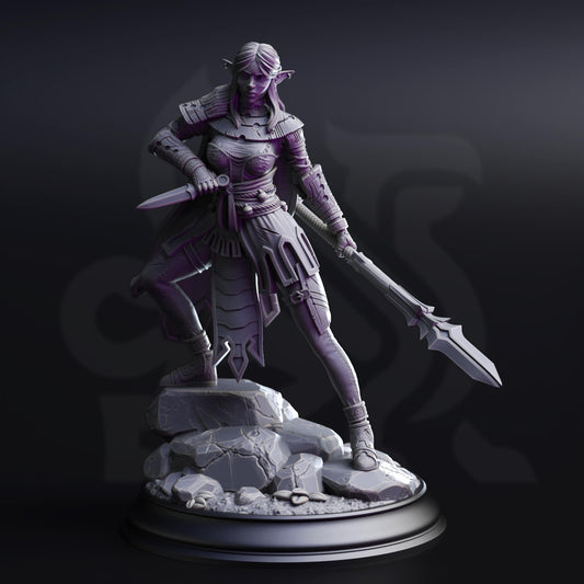 Drow Pathfinder - Vixa Indwynath 32mm Resin Miniature D&D 3D Print DND Moon