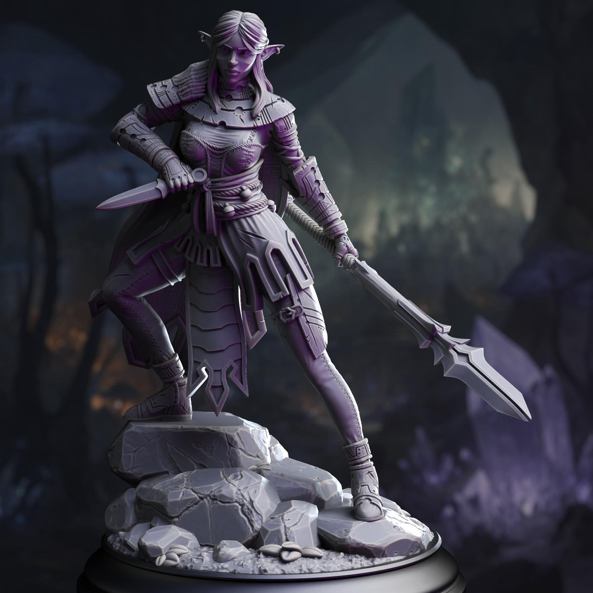 Drow Pathfinder - Vixa Indwynath 32mm Resin Miniature D&D 3D Print DND Moon