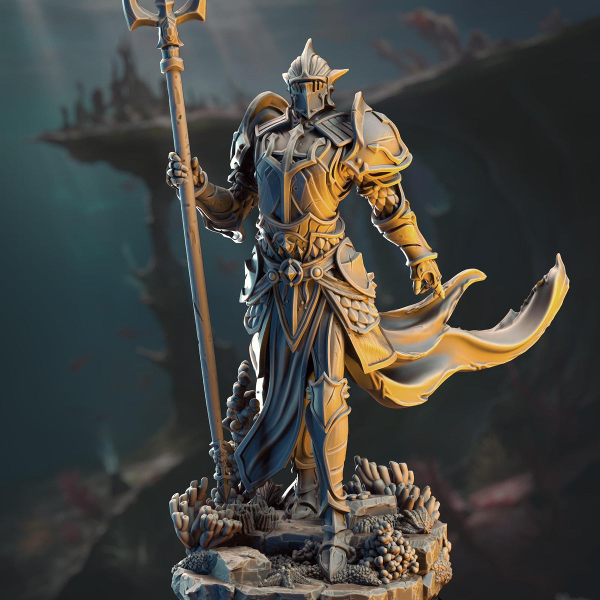Paladin of the Sea - Cylantros Azurius 32mm Resin Miniature D&D 3D Print DND Pirate