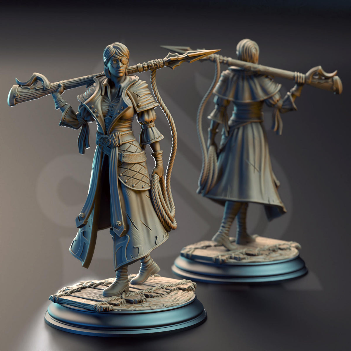 Pirate Harpoon Marksman - Fiona “Dead-Eye” Stuttgart 32mm Resin Miniature D&D 3D Print DND