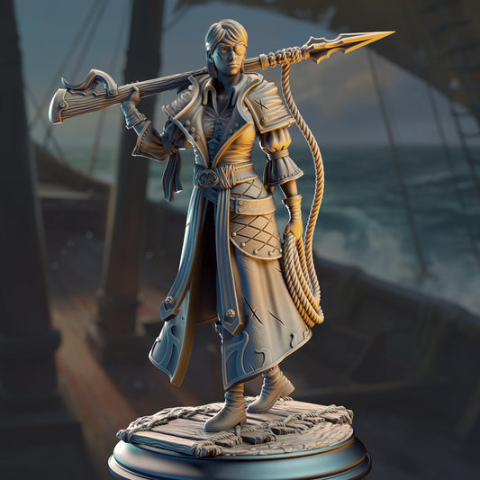 Pirate Harpoon Marksman - Fiona “Dead-Eye” Stuttgart 32mm Resin Miniature D&D 3D Print DND
