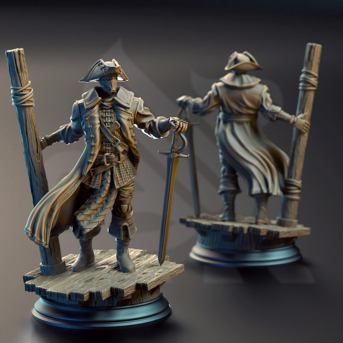 Warforged Swashbuckler - Harvold "Blue Eyes" Stalson 32mm Resin Miniature D&D 3D Print DND Pirate