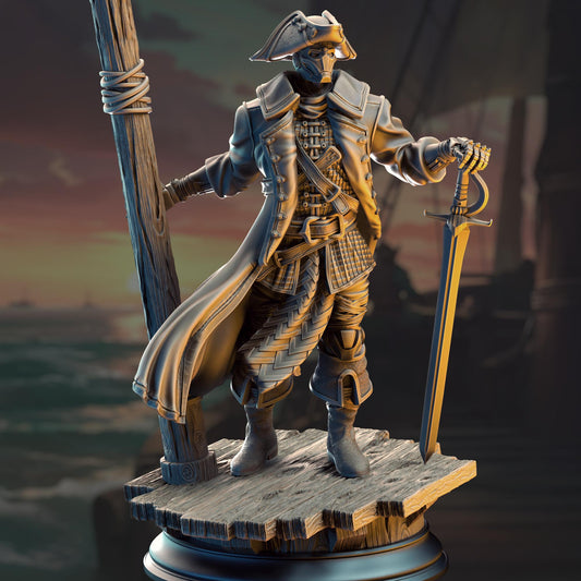 Warforged Swashbuckler - Harvold "Blue Eyes" Stalson 32mm Resin Miniature D&D 3D Print DND Pirate