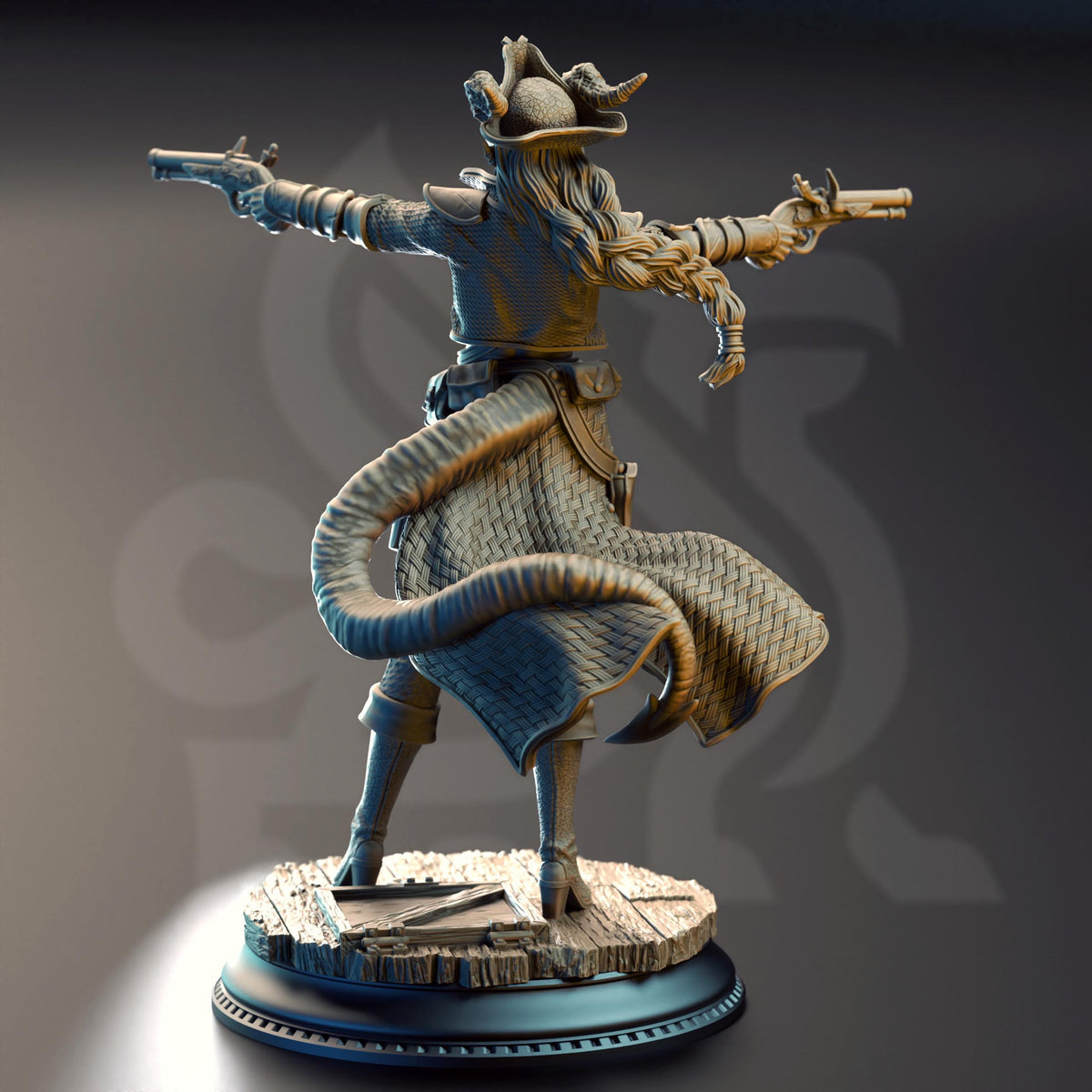 Pirate Tiefling Gunslinger - Trixie “Sureshot” Kelpie 32mm Resin Miniature D&D 3D Print DND