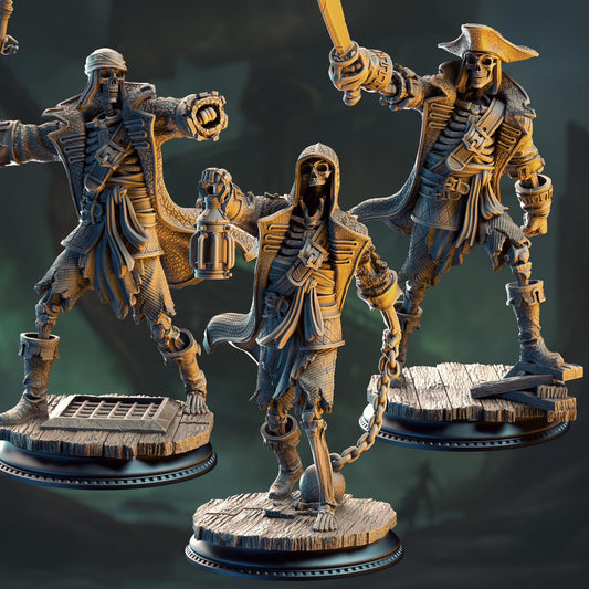 Pirate Skeleton Crew - Undying Scallywags of the Damned Galleon 32mm Resin Miniature D&D 3D Print DND