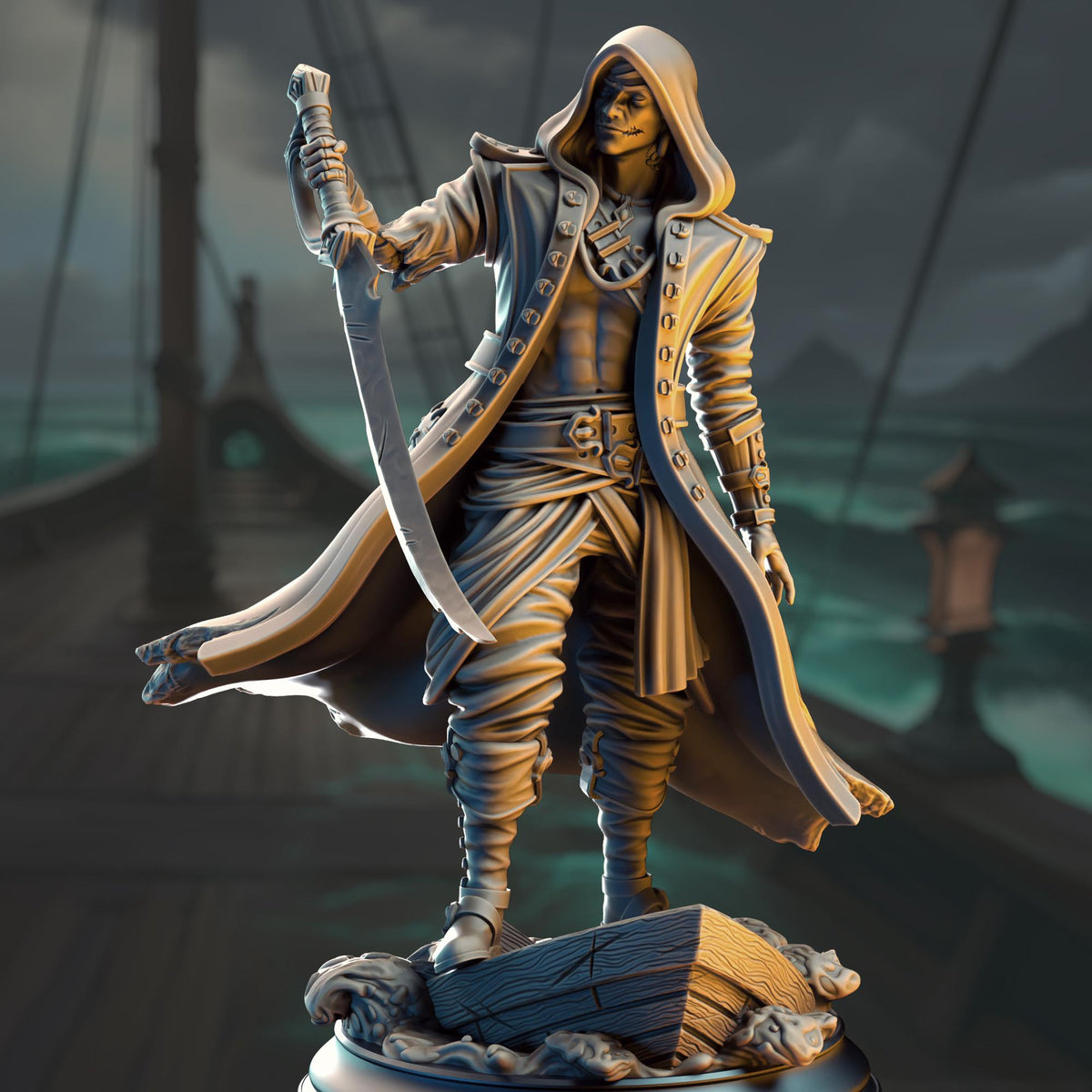Pirate Revenant - William Jones of the Damned Galleon 32mm Resin Miniature D&D 3D Print DND