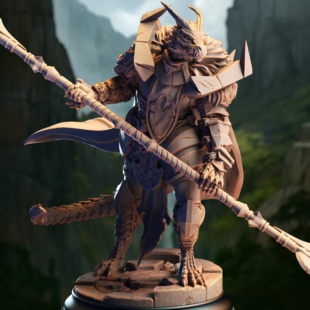 Silver Dragonborn Paladin - Apokris the Resolute 32mm Resin Miniature D&D 3D Print DND Dragonfolk