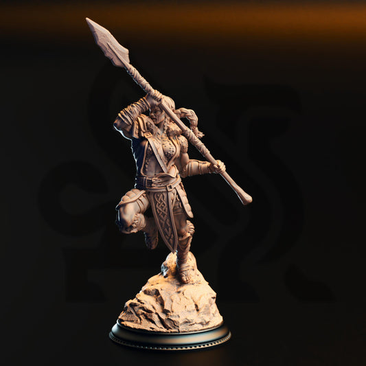 Dragonsoul Barbarian - Illyria Spineshatter 32mm Resin Miniature D&D 3D Print DND Dragonfolk