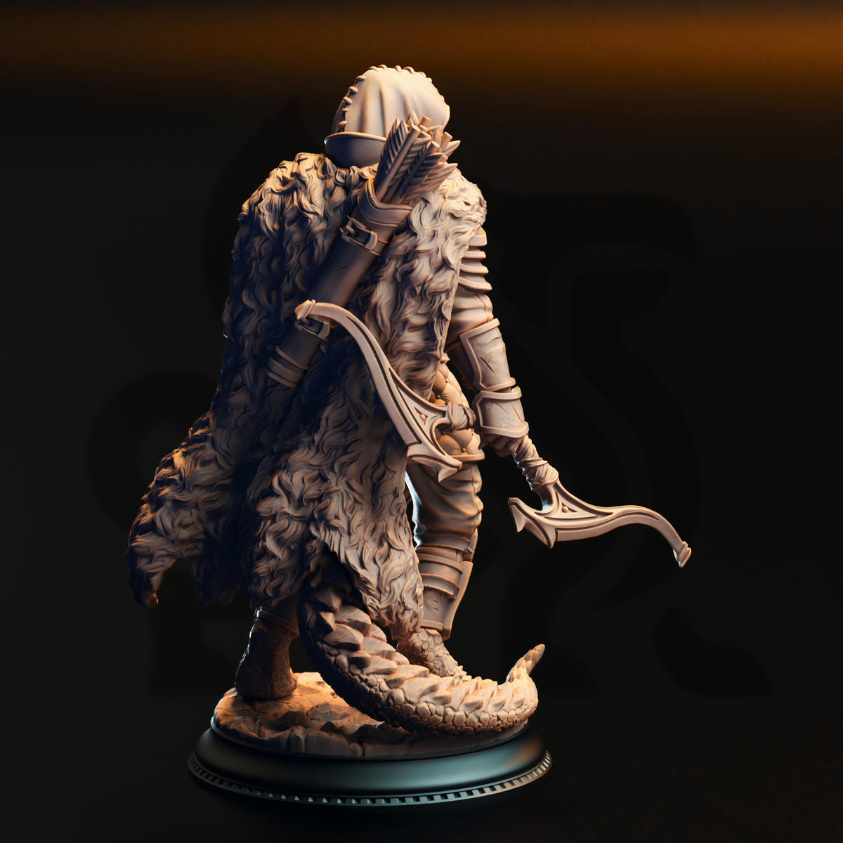 Black Dragonborn Ranger - Gelzik Pad-Foot 32mm Resin Miniature D&D 3D Print DND Dragonfolk