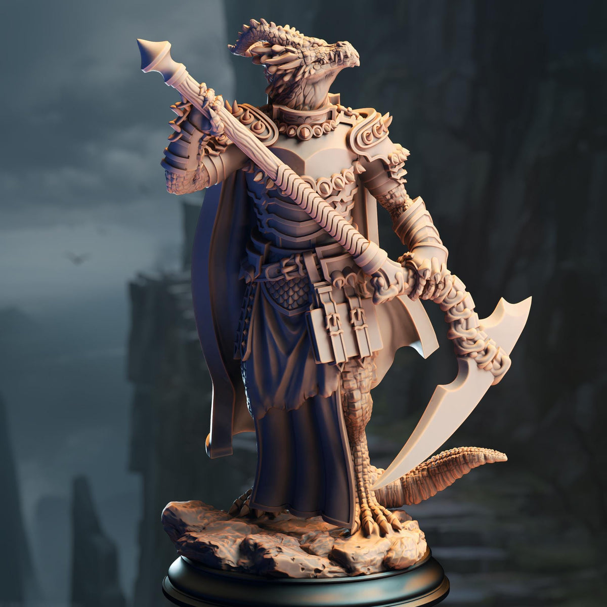 Silver Dragonborn Warlock - Ilvias the Reaper 32mm Resin Miniature D&D 3D Print DND Dragonfolk