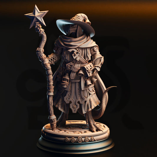 Silver Dragonborn Sorcerer - Ozmandi Starborn 32mm Resin Miniature D&D 3D Print DND Dragonfolk
